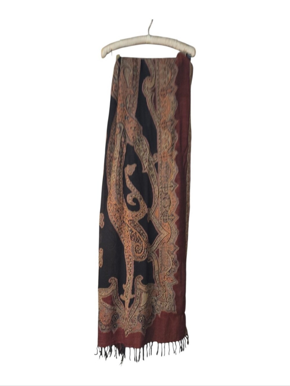 Chico's Wool Paisley Boho Scarf Or Wrap
